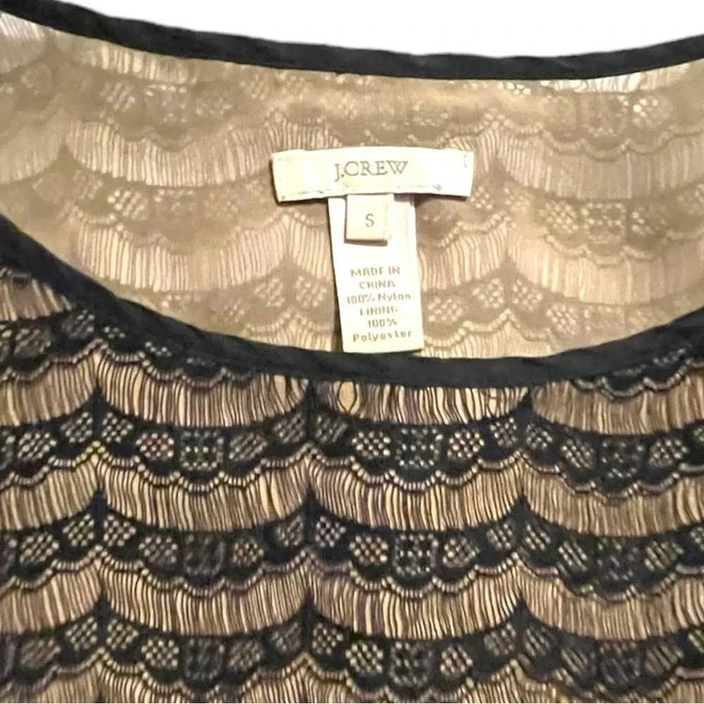 J. Crew Womens Black Lace Overlay Career Casual Short Sleeve Shirt Blouse Size S - Picture 4 of 5